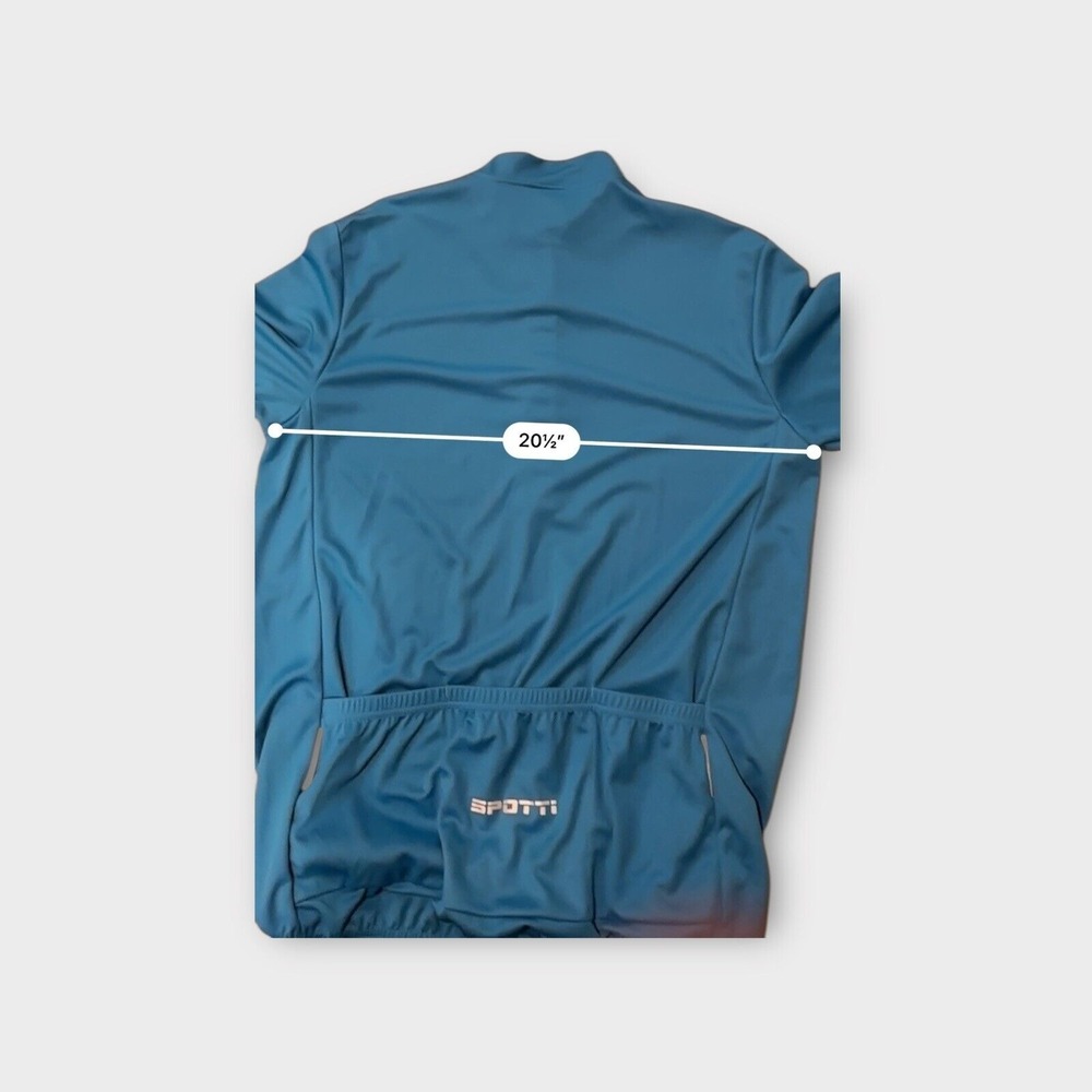 Spotti Men's Cycling Jersey Extra Large Blue 1/2 Zip Short Sleeve 3 Pockets‎ EUC - Picture 7 of 12